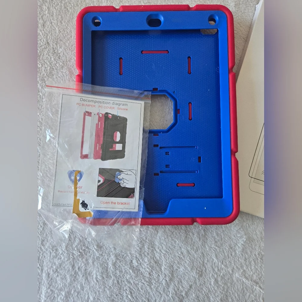Blue and Red Tablet Case with Screen Protector